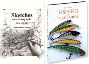 Covers of Chris McCully's Fishing Books Fishing and Pike Lures and Sketches with Fishing Rods